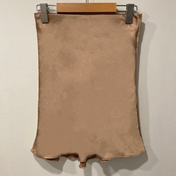 Dynamite Tan Beige Shira Satin A-Line Mini Skirt - Picture 4 of 5